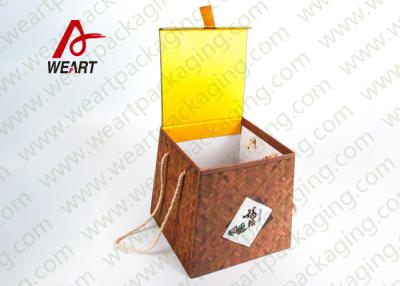China Bamboo Made Food Container Customized Paper Box With Ribbon Fashion Style for sale