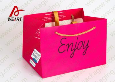 China Recycled Pink Color Custom Printed Paper Bags No Minimum 300 * 130 * 415 for sale