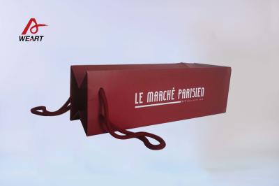 China Recycled Custom Printed Paper Bags Promotional For Red Wine With Cotton Handle for sale