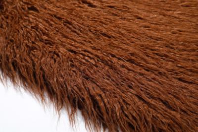 China Brown Acrylic Mongolian Curly Sheep Faux Fur Fabric , Mixed Mongolian Fur By The Yard for sale