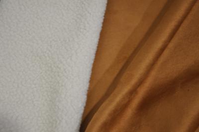 China 470gsm Fur Solid Sherpa Solid Suede 100p Bonded Fleece Fabric for sale