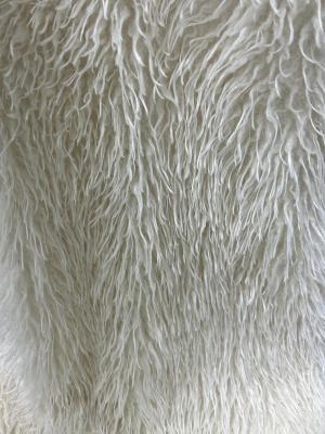 China Off White Mongolian Faux Fur Fabric 750GSM for sale