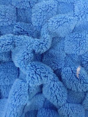 China 150 cm-170 cm Veludo de algodón a cuadros de doble cara de color azul profundo de jacquard reciclado en venta