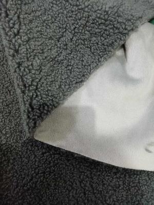 China Grey lamb wool and short plush composite fabric for sale