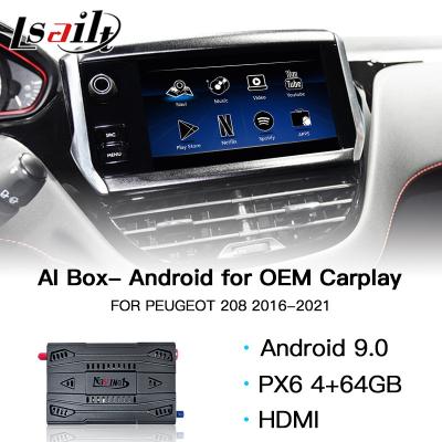 中国 プジョー208 GPSの運行のためのUSB Carplay車AI箱4GB 64GB HDMIのアンドロイド9.0 販売のため