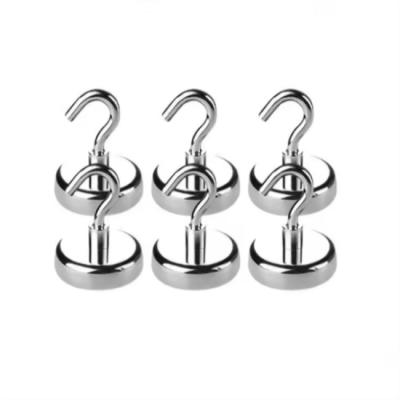 China Super Strong Heavy Duty Neodymium  Silver Magnetic Hooks Magnets for sale
