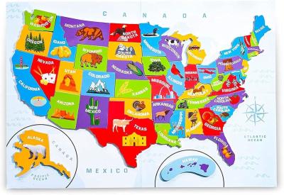 China Multicolor Magnetic Puzzle Map Of The United States With 44 Magnetic Pieces for sale