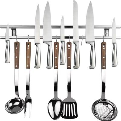 China 18 Inch Square Tubes Stainless Steel Magnetic Knife Holder For Wall With Hook for sale
