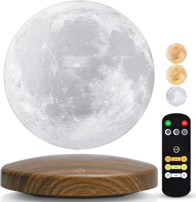 China Remote Control Magnetic Levitation Lamp 3D Floating Moon Night Light With 3 Colors for sale