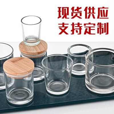 China Dustproof Candle Jars With Wooden Lids , Multiscene Colored Glass Candle Jars for sale