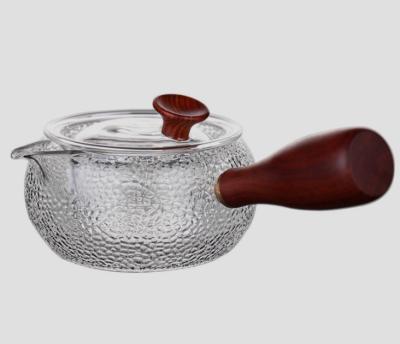 Chine Bouilloire réutilisable de théière en verre de Borosilicate avec la fonction multi de poignée en bambou à vendre