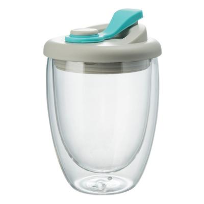China Ultralight Portable Heat Resistant Glass Mug , Lidded 400ml Heat Proof Glass Cups for sale