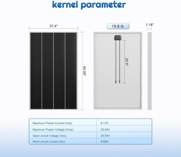 Quality Monocrystalline PV Rigid Solar Panel Cell 12V 180W Compact for sale