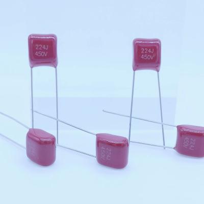 China Red Metallized Polypropylene Film Small Capacitor 220nF 450VDC for sale