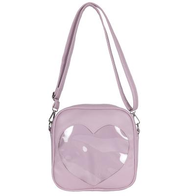 China Heart Clear PVC Window Waterproof Custom Ita Bags Fashion PU Leather Transparent Cross - Body Bags Women Handbag for sale