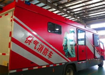 China camión del departamento de bomberos de la dimensión de 8000x2200x3400m m, camión de potencia de salida clasificado del equipo del fuego 50KW en venta