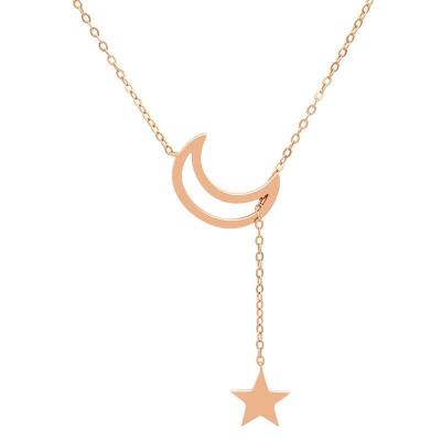 China 925 Sterling Silver personalized Charm Link Chain Gold jewelry Moon and star Sign Necklace for sale