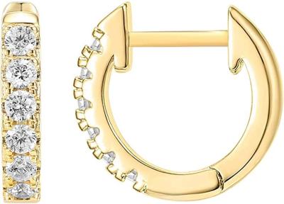China GZ 14K Gold Plated Cubic Zirconia Cuff Earrings Huggie Stud Tiny Hoop Earrings for sale