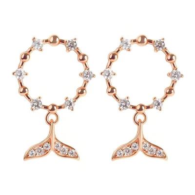 China Round And Pear Cut Diamond Cluster Earrings 1.02 CT  Diamond Stud Earrings Flower Cluster Mermaid Tail  Earring for sale