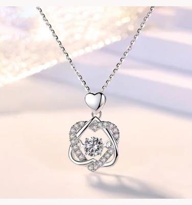 China 2021 Fashion Jewelry 925 Silver Plated Heart Pendant Projection 100 Languages I Love You Necklace For Women for sale