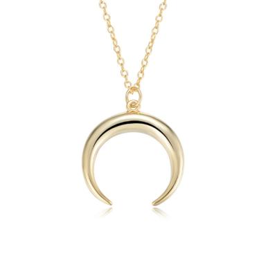 China S925 Sterling Silver Retro Ins Crescent Simple Fashion Pendant European And American New Horns Moon Roman Necklace for sale