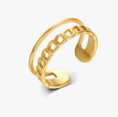 China Double Layered Wear Personality Retro Hollow Open Ring Gold-Plated Ins Cold Wind Fashion Temperament Simple Ring for sale