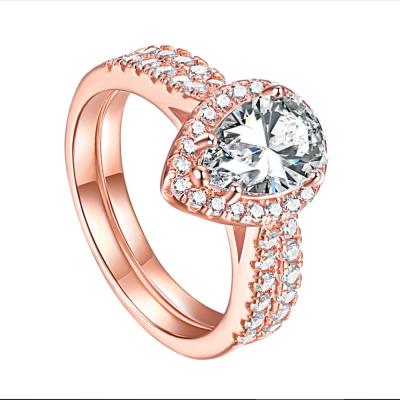 China 2021 Anillos De Boda Lucky Ring Affordable Classic Rose Gold CZ Rings Women Wedding Sterling Silver Set S925 For Ladies for sale