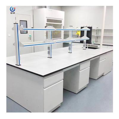 China Banco de laboratorio de acero para la eficiencia y la organización del laboratorio con 4 ruedas y 2 gabinetes en venta
