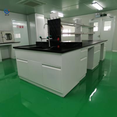 China Sturdy Flexible Lab Island Bench Chemical Resistant Laboratory Table With Sink for sale