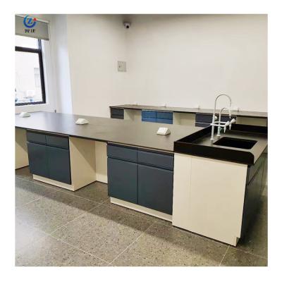 China Anti Alkali Chemistry Lab Benches , 2 Cabinets 75x90cm Lab Work Benches for sale