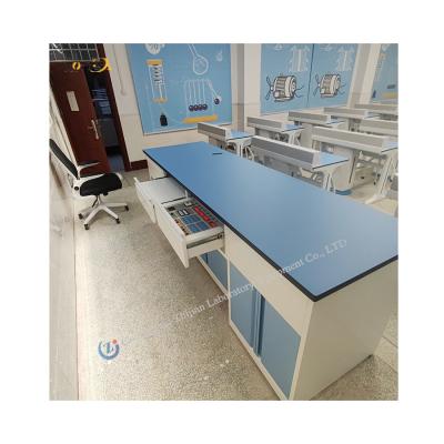 中国 School Laboratory Chemical Lab Table Modern Design Drawers Shelves Metal Wooden Case 販売のため