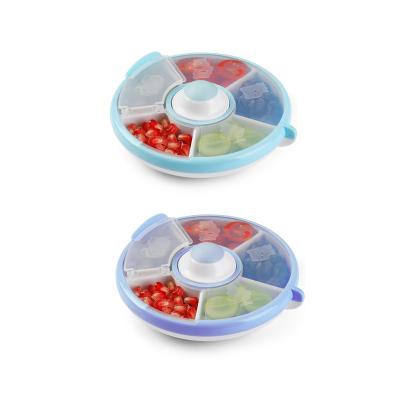 China Round Divided Plastic Containers Multi Compartment Snack Containers for sale