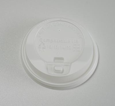 China White 85mm Hot Drink 100% Compostable Coffee Lids for sale