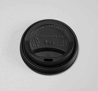 China 100% Compostable Coffee Cup PLA Lids Black 62mm for sale