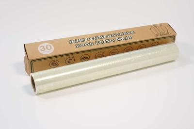 China 38cmx610mx13 Microns Biodegradable Cling Wrap Clear for sale