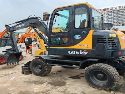 China HYUNDAI R60W Used Hyundai Excavator Used Wheel Excavator 6 TON Second Hand Wheel Digger 60WVS for sale