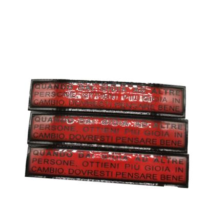 China Professional Factory Custom High Frequency Red Bottom Black Name Logo Printed Magic Tape TPU Jeans Label for sale