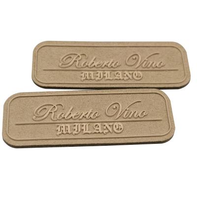 Chine Printed Personalised Leather Labels Straight Cut Suede Fabric Tag For Jeans à vendre