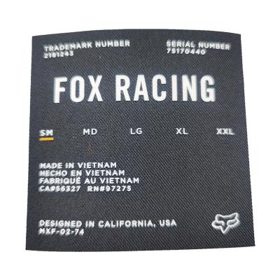 China Fashion Sustainable Design 3D Rubber Logo Printed Sustainable Fabric Material PVC Apparel Private Label for sale