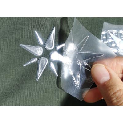 China TPU Heat Transfer Label Silver Luminous Flowers Form Embossed for sale