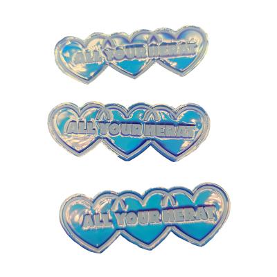 中国 Blue Custom Logo Clothing Tags Letter Straight Cut Heart Shape TPU Garment Label 販売のため