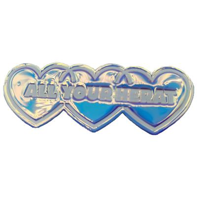 China Sustainable Blue Straight Cut Labels Heart Form High Frequency TPU Labels Te koop