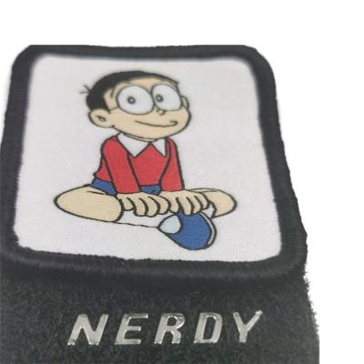 China PVC Rubber Garment Labels Sustainable Polyester Velcro Embossed Cartoon en venta