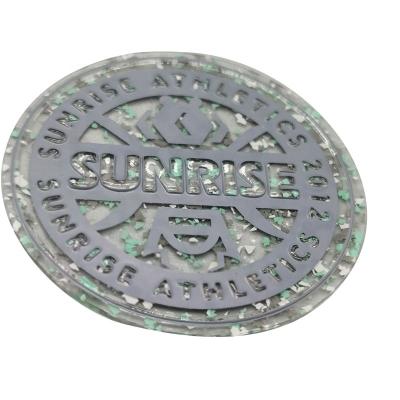 China Round Recycle TPU Badge High Frequency 3D Printing Silicone Apparel Private Label Te koop