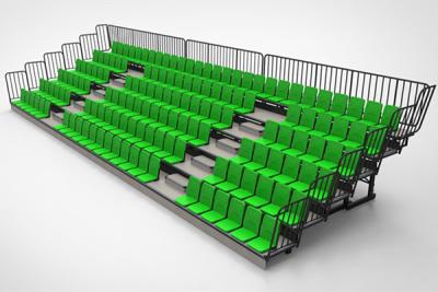 中国 取付けられるカスタマイズされたサイズの緑の椅子の引き込み式のブリーチャーの着席の床- 販売のため