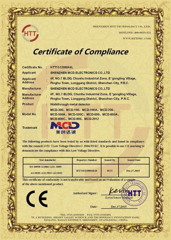 CE certificate - Shenzhen MCD Electronics Co., Ltd.