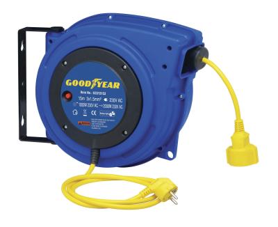 China Goodyear Wall Mounting cord Reel Including Cord Length 50' / 15m enclosed driven spring and double adjustment ratch for sale