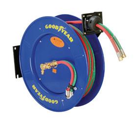 China Goodyear Dual Hose Compressed Welding Hose Reel Heavy-Duty Steel Construction for sale