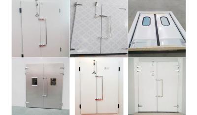China PU Foam Insulated Cold Room Doors Double Open Testing With Flexible Magnetic Strip for sale