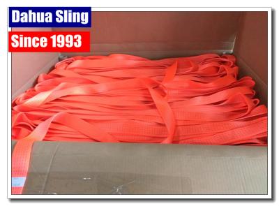 China Orange 100 % Polyester Webbing Roll For Heavy Duty Lifting Sling for sale